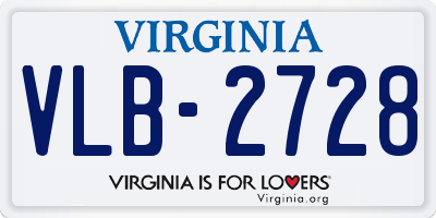 VA license plate VLB2728