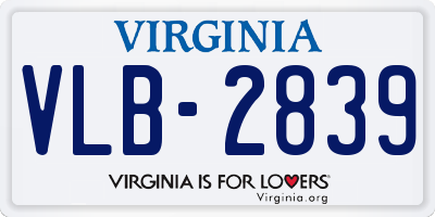VA license plate VLB2839
