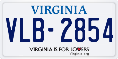 VA license plate VLB2854