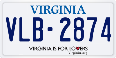VA license plate VLB2874