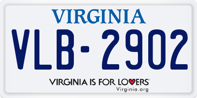 VA license plate VLB2902