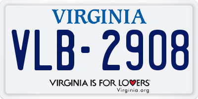 VA license plate VLB2908