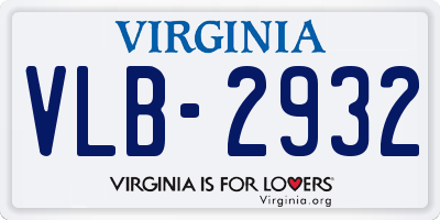 VA license plate VLB2932