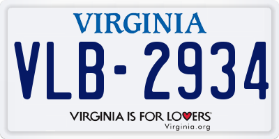 VA license plate VLB2934