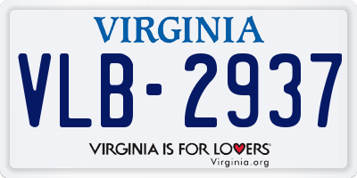 VA license plate VLB2937
