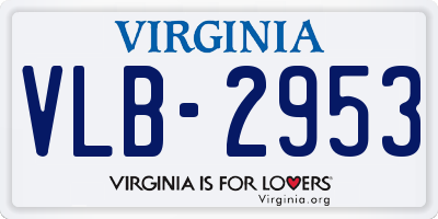 VA license plate VLB2953