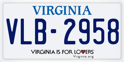 VA license plate VLB2958