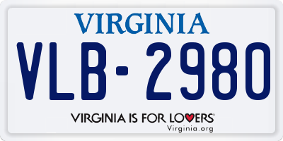 VA license plate VLB2980