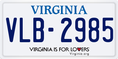 VA license plate VLB2985