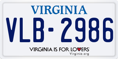 VA license plate VLB2986