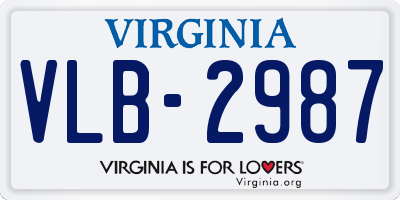 VA license plate VLB2987