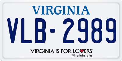 VA license plate VLB2989