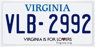 VA license plate VLB2992