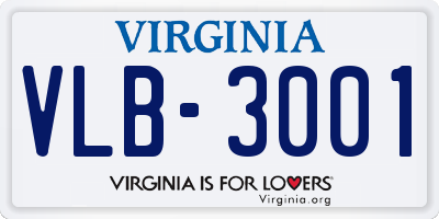 VA license plate VLB3001