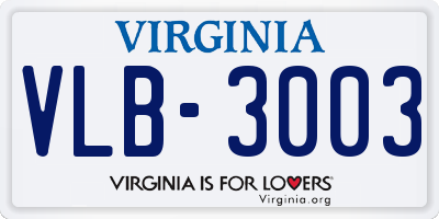 VA license plate VLB3003