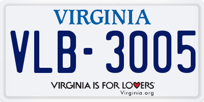 VA license plate VLB3005