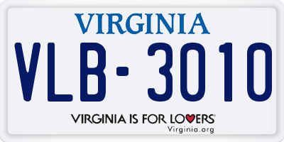VA license plate VLB3010