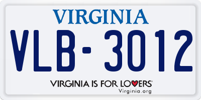 VA license plate VLB3012