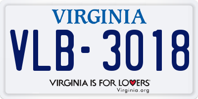 VA license plate VLB3018