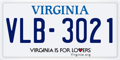 VA license plate VLB3021