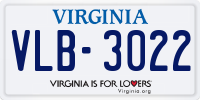 VA license plate VLB3022