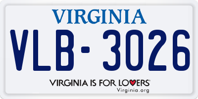 VA license plate VLB3026