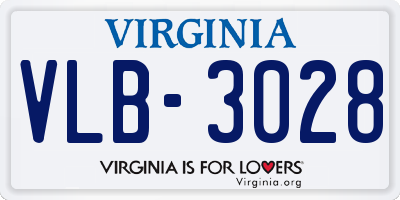 VA license plate VLB3028