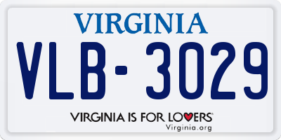 VA license plate VLB3029