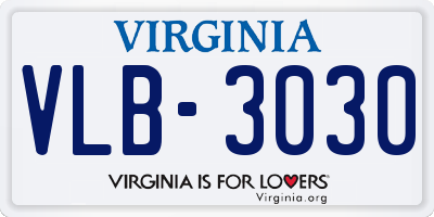 VA license plate VLB3030