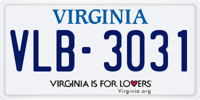 VA license plate VLB3031