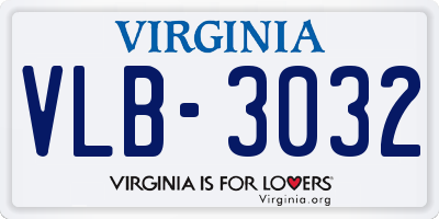 VA license plate VLB3032