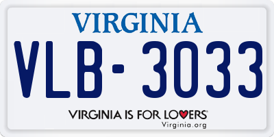 VA license plate VLB3033