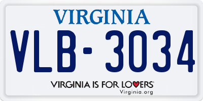 VA license plate VLB3034