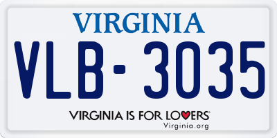 VA license plate VLB3035