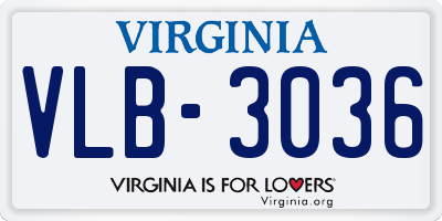 VA license plate VLB3036