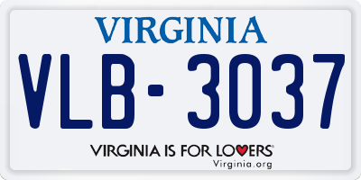 VA license plate VLB3037