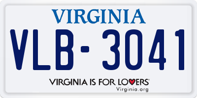 VA license plate VLB3041