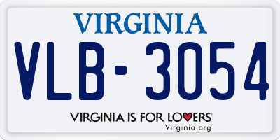 VA license plate VLB3054