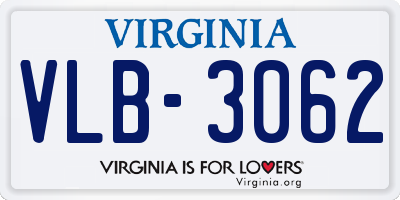 VA license plate VLB3062