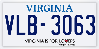 VA license plate VLB3063