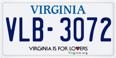 VA license plate VLB3072