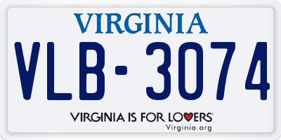 VA license plate VLB3074