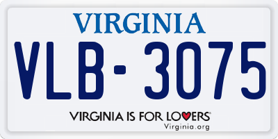 VA license plate VLB3075