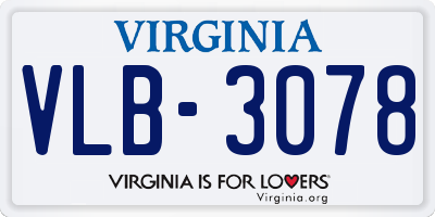VA license plate VLB3078