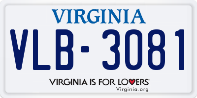 VA license plate VLB3081