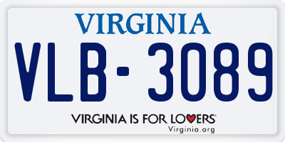 VA license plate VLB3089
