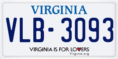 VA license plate VLB3093