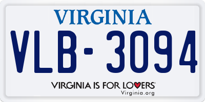 VA license plate VLB3094