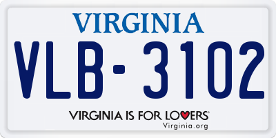 VA license plate VLB3102