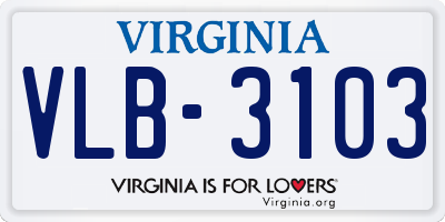 VA license plate VLB3103